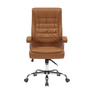 Imagem de Cadeira Big Mola Ensacada Escritório Presidente Giratória Em Couro Sintetico Com Nr17 Espresso Móvei Caramelo