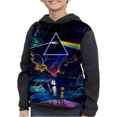 Imagem de Casaco Moletom Infantil Rick And Morty Pink Floyd - smoke, Preto, 14