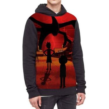 Imagem de Moletom Com Capuz Rick And Morty Strager Things Ref:610 - smoke, Preto