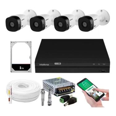 Imagem de Kit 4 Camera de Seguranca Intelbras Dome vhl 1120d Dvr 4 canais multi hd