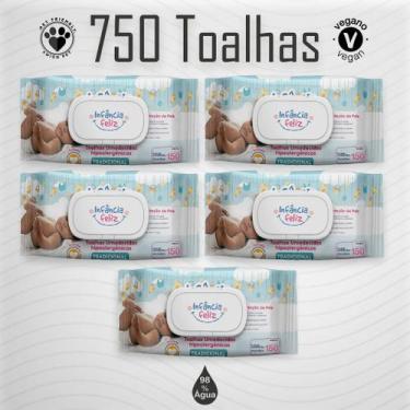 Imagem de Kit 05 Pacotes Toalhas Umedecidas INFÂNCIA FELIZ 150 Folhas - Com Tamp