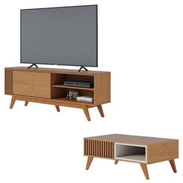 Imagem de Rack Bancada Otawa Freijó Com Mesa De Centro Jeri Freijó Off White - C