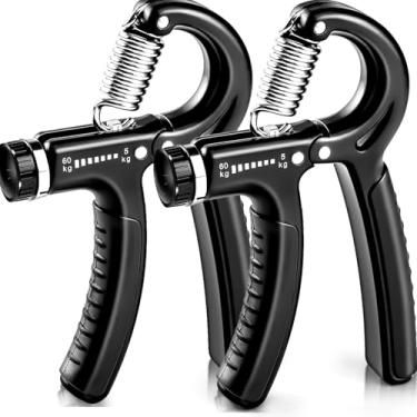 Imagem de Pacote com 2 fortalecedores de mão, treinador de força de aderência com resistência ajustável de 5 a 60 kg, fortalecedor de antebraço para músicos atletas