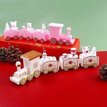 Imagem de 1 peça de enfeites de trem de Natal decoração de mesa pequena de plástico para festa de feliz Natal, enfeite de árvore de Natal, 4,6 x 19,5 cm (branco)