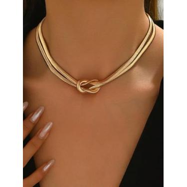 Imagem de Gargantilha de corrente de cobra de camada dupla dourada grossa colar de corrente de elos cubanos, colar ajustável, acessórios para festivais, presentes criativos