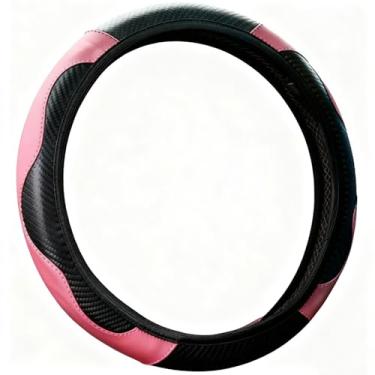 Imagem de Capa de volante, couro perfurado respirável de ajuste universal com aderência antiderrapante, fácil de instalar para carro, SUV, caminhão