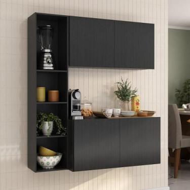 Imagem de Armário De Cozinha Compacta Com Balcão Linea Fit 4 Portas Multimóveis 