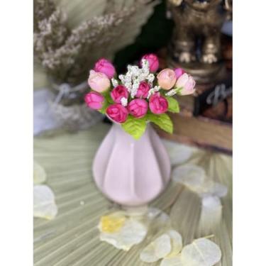 Imagem de Buquê de Mini Tulipa Artificial com 5 Galhos e 15 Flores – Decoração de Casamento, Casa e Festas(Rosa)