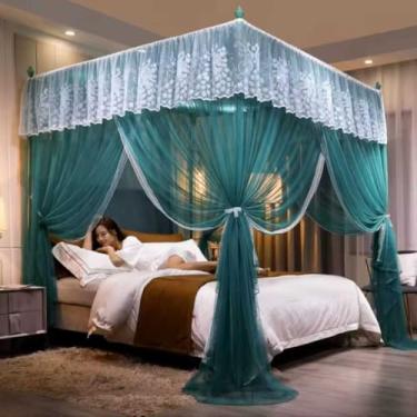 Imagem de Mosquiteiro Palácio com Armação Casal/Box/Queen – Luxuoso, Decorativo e Resistente em Renda Volta ao Mundo(Verde escuro,Casal)