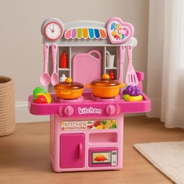 Imagem de Cozinha Infantil Completa de Brinquedo com Luz e Som Sai Água Geladeira Fogão