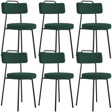 Imagem de Kit 06 Cadeiras Decorativas Estofada Para Sala De Jantar Barcelona L02 Bouclê Verde - Lyam Decor