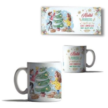 Imagem de Caneca Porcelana Natal Mensagem de Familia Amor e Paz Saúde - Enjoy Sh