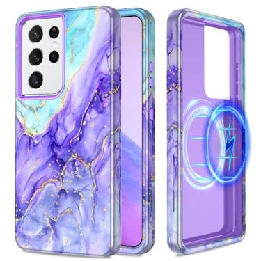 Imagem de Casetego Capa para Galaxy S21 Ultra, compatível com MagSafe,[Teste de queda de grau militar] Capa feminina fina à prova de choque robusta mármore para Samsung Galaxy S21 Ultra de 6,8 polegadas