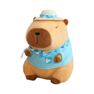 Imagem de Brinquedo De Pelúcia Capivara Camisa Azul, Animal De Praia Para Férias