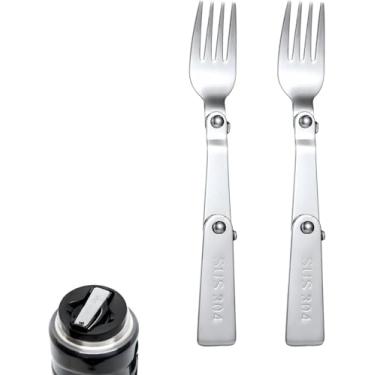 Imagem de 2 garfos de substituição para THERMOS FUNTAINER, pote de comida de 473 g, garfos dobráveis multifuncionais, de substituição, portátil, dobrável, lavável na máquina de lavar louça, para piquenique