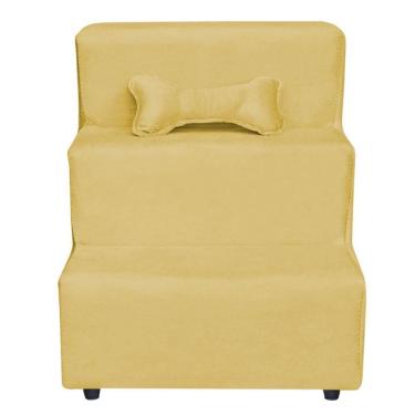 Imagem de Escadinha Pet 3 Degraus Cachorro E Gato Veludo Amarelo