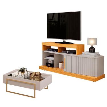 Imagem de Rack Bancada Valle Com Mesa De Centro Suri Cedro Bali - Dj Móveis