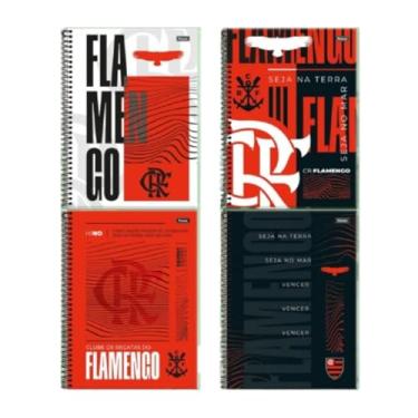 Imagem de Foroni Caderno Universitário Flamengo, Capa Dura, 240 Folhas Pautadas, Espiral, 27,5 x 20 cm, com Adesivos e Separador de Matérias, Preto e Vermelho