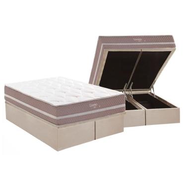 Imagem de Conjunto Box Baú Queen: Colchão Molas Herval Maxspring Livorno + Base Crc Suede Clean (158x198)