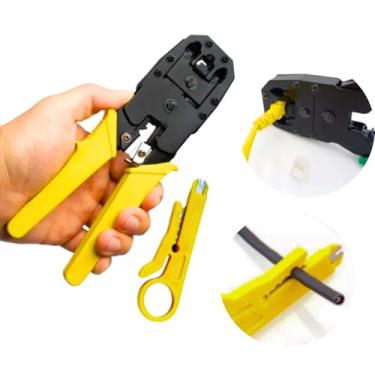 Imagem de Kit de Alicates 3 em 1 Crimpador Desencapador de Fios Cortador de Cabos de Rede Alicate de Precisão