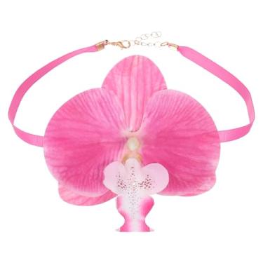 Imagem de PATIKIL Colar gargantilha de orquídea borboleta, colar de flor de borboleta para mulheres, corrente de corda longa ajustável, One Size, Algodão, Âmbar