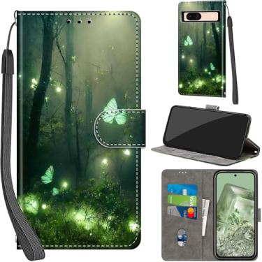 Imagem de Capa carteira para Google Pixel 8A, com [3 compartimentos para cartões], fecho magnético de couro PU à prova de choque, capa flip protetora borboleta