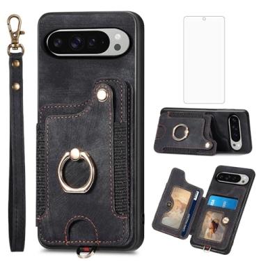 Imagem de Asuwish Capa de celular para Google Pixel 9 Pro XL carteira com protetor de tela de vidro temperado e alça de pulso RFID suporte para cartão de crédito anel com suporte para celular Pixel9 9Pro 9ProXL
