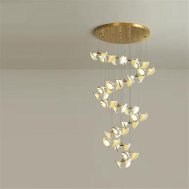 Imagem de Luminária pendente LED contemporânea para duplex, ideal para sala de estar, restaurante, quarto, villa, hotel, com design giratório e 22 lâmpadas (CB)