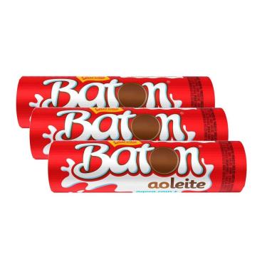 Imagem de Kit 3 Chocolate Garoto Baton ao Leite 16g
