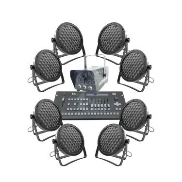Imagem de Kit 8 Par Led Slim 60 Led 3W+Máq Fumaça 600W+Mesa Pilot