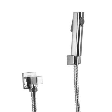Imagem de Ducha Higienica ABS Cromado Retangular com Registro Quadrado 1/4 de Vo