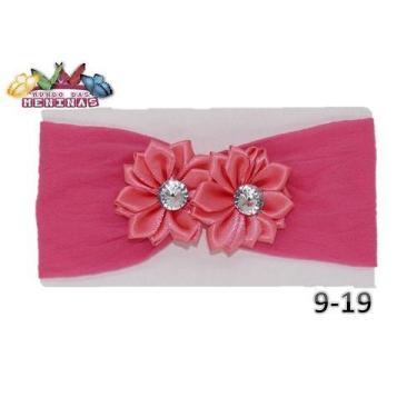 Imagem de 1 Faixa Cabelo Meia Seda Bebê 2 Flor Rn - Mundo das Meninas, Rosa-chic