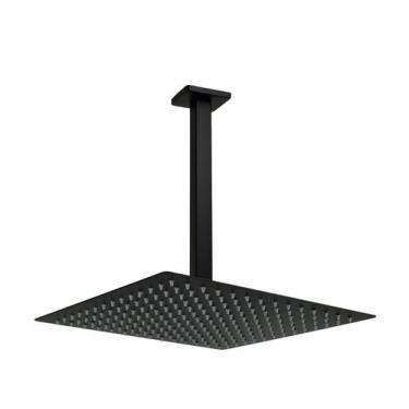 Imagem de Ducha Chuveiro Inox Black 30 Cm Slim Quadrado Braço De Teto - AMG Meta