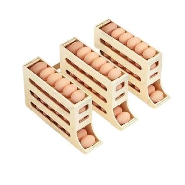 Imagem de Porta Ovos Suporte 4 Andares Rolante Para 30 Ovos Dispenser Armazena e organizador de Geladeira