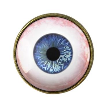 Imagem de Anel de globo ocular de boneca - joia artesanal de Halloween com olho de boneca azul, Vidro, Sem pedra preciosa