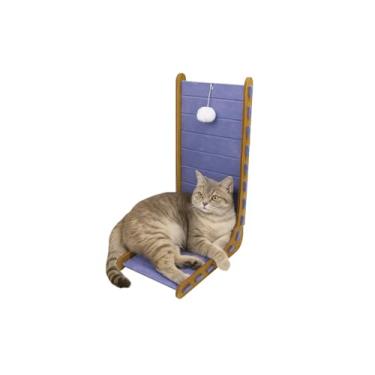 Imagem de Tapete arranhador de gatos para adultos, feltro, arranhador, arranhador, para gatos grandes, protetor de móveis com bola, brinquedos para gatinhos, formato L, 68 cm, azul