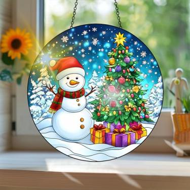 Imagem de Acrílico colorido apanhador de sol, estilo vitral com reflexos de arco-íris, decoração de janela suspensa, decoração de parede, enfeites de Natal, uso interno e externo, 19,8 x 19,8 cm - 11