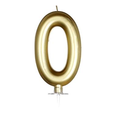 Imagem de Vela dourada número 0, decorações de aniversário douradas, velas para topo de bolo, decoração de festa, comemorações de aniversário e formatura