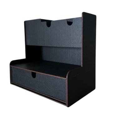 Imagem de Porta Lápis, Caneta e Treco Organizador de Mesa MDF Preto, Tabaco e Nogueira Ideal para Escritório(Preto)