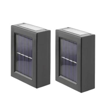 Imagem de Luminária de parede de jardim ultrafina com LED, alimentada por energia solar e com duas fontes de luz, com suporte(2 pçs)