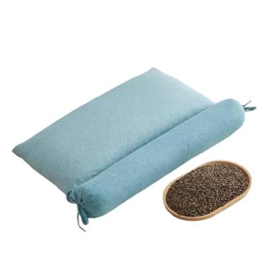 Imagem de Travesseiro inovador de trigo sarraceno destacável 2 em 1, 3 modos: amigo da pele, respirável, ajuste de curvas, suporte de 3 pontos para pescoço/ombro/cabeça, auxilia nas articulações, sono profundo