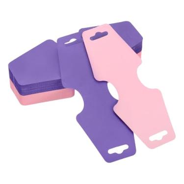 Imagem de PATIKIL Cartões de exibição de colar e pulseira, 100 peças, porta-cartões em branco, embalagem de joias para pendurar colares, gargantilhas, brincos, acessórios de faixa de cabelo (roxo/rosa claro, 12