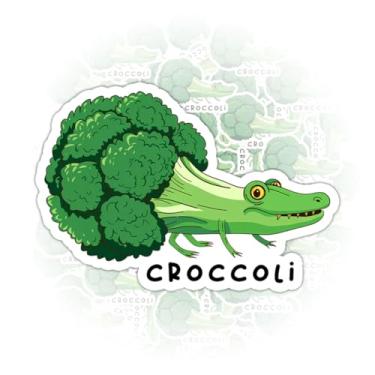Imagem de 3 peças adesivos de crocolis presentes engraçados vegetal crocodilo e brócolis adesivos brócolis presente bonito adesivo de crocodilo decalque de vinil para laptop garrafa de água caixa de ferramentas
