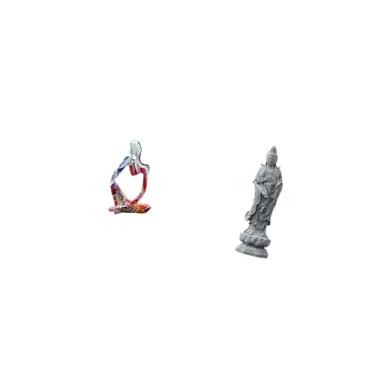 Imagem de Fenteer Estatueta de Resina "Pensador Abstrato" E Escultura de Buda Guan Yin, Peça Colecionável para Decoração de Quarto, Escritório, Loja, Estante,