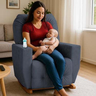 Imagem de Poltrona de Amamentação Balanço Antonella Puff Cinza