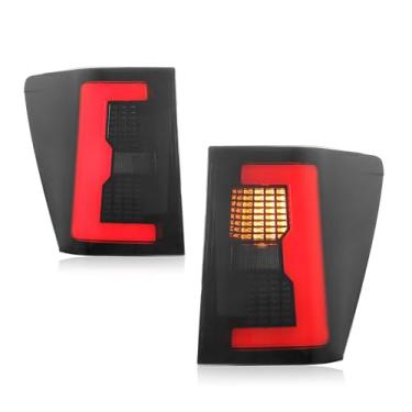 Imagem de JOLUNG Luzes traseiras compatíveis com Grand Cherokee 2005 2006 2007 2008 2009 2010, conjunto de luzes traseiras com luzes de ré de seta DRL, luzes traseiras de farol de neblina de freio, 1 par (preto