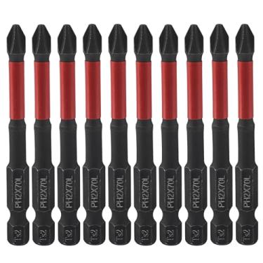 Imagem de LDEXIN Conjunto de 10 peças de chaves de fenda Phillips PH2 magnéticas antiderrapantes 6 cm L, haste sextavada de 1/10 cm TS2 cruz de aço antiderrapante para inserção de cabeça