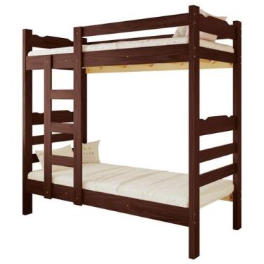 Imagem de Beliche Life Madeira Maciça Reforçado Solteiro com Grade Cor Castanho 