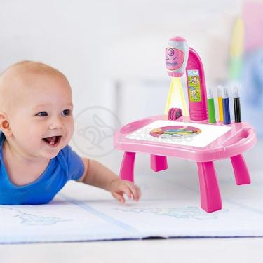 Imagem de Projetor Para Desenho Infantil Mesa Pintura Robo Rosa