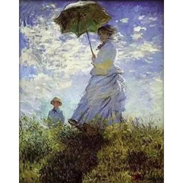 Imagem de LXTONG Monet Famous Paintings Kit de pintura de diamante 5D completo conjunto de pintura de diamante redondo Monet feminino cristal strass artes ponto cruz para decoração de parede adulto (30 x 40 cm)